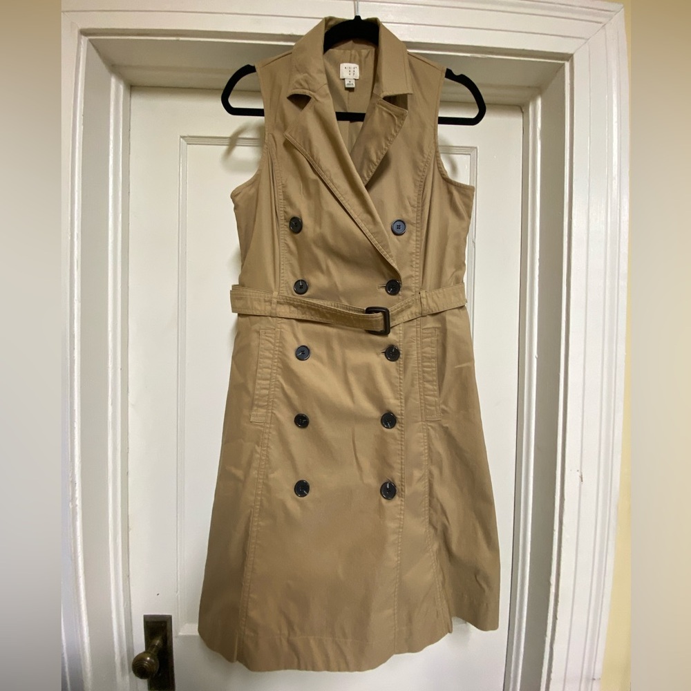 A New Day like-new khaki sleeveless trench coat/shirt dress, size small